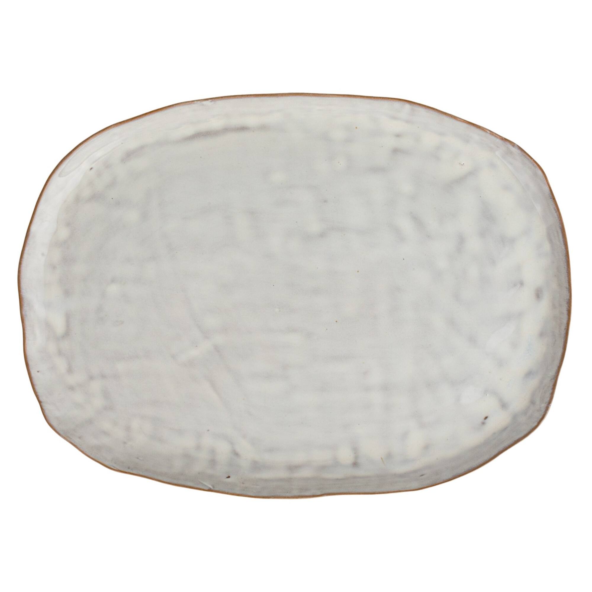 Hello Honey® 13.75" Acacia-Base White Stoneware Elegance Pedestal
